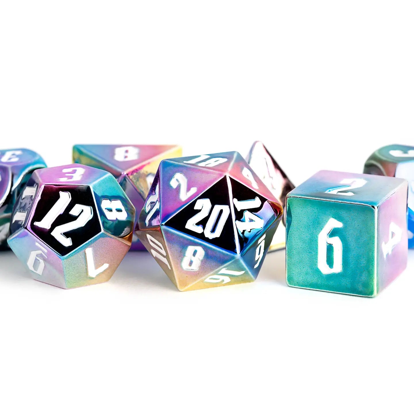 Rainbow Aegis 16mm Aluminum Plated Acrylic Poly Dice Set