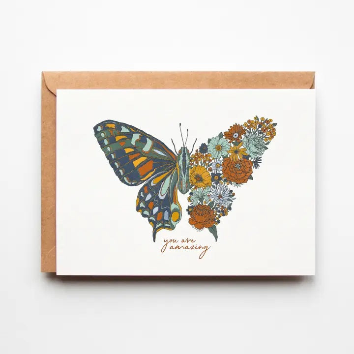 You Are Amazing Blooming Butterfly Greeting Card