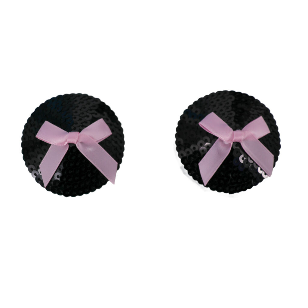 Sequin Pasties With Pink Ribbon Bow