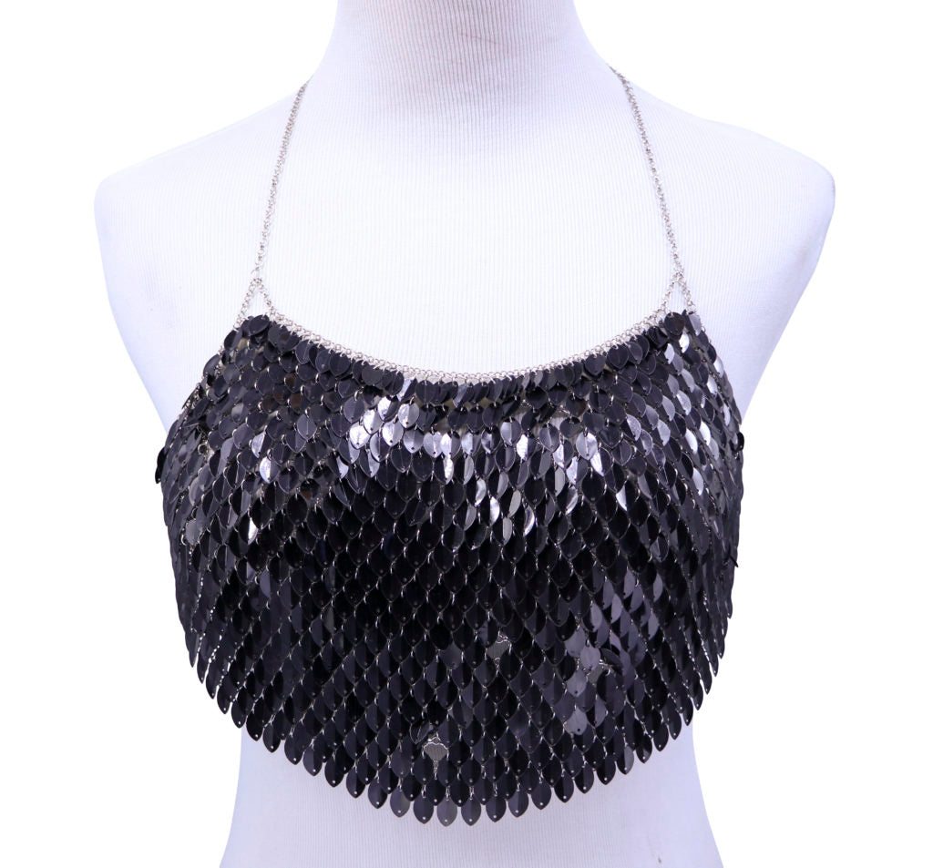 Leaf Halter Top - Black