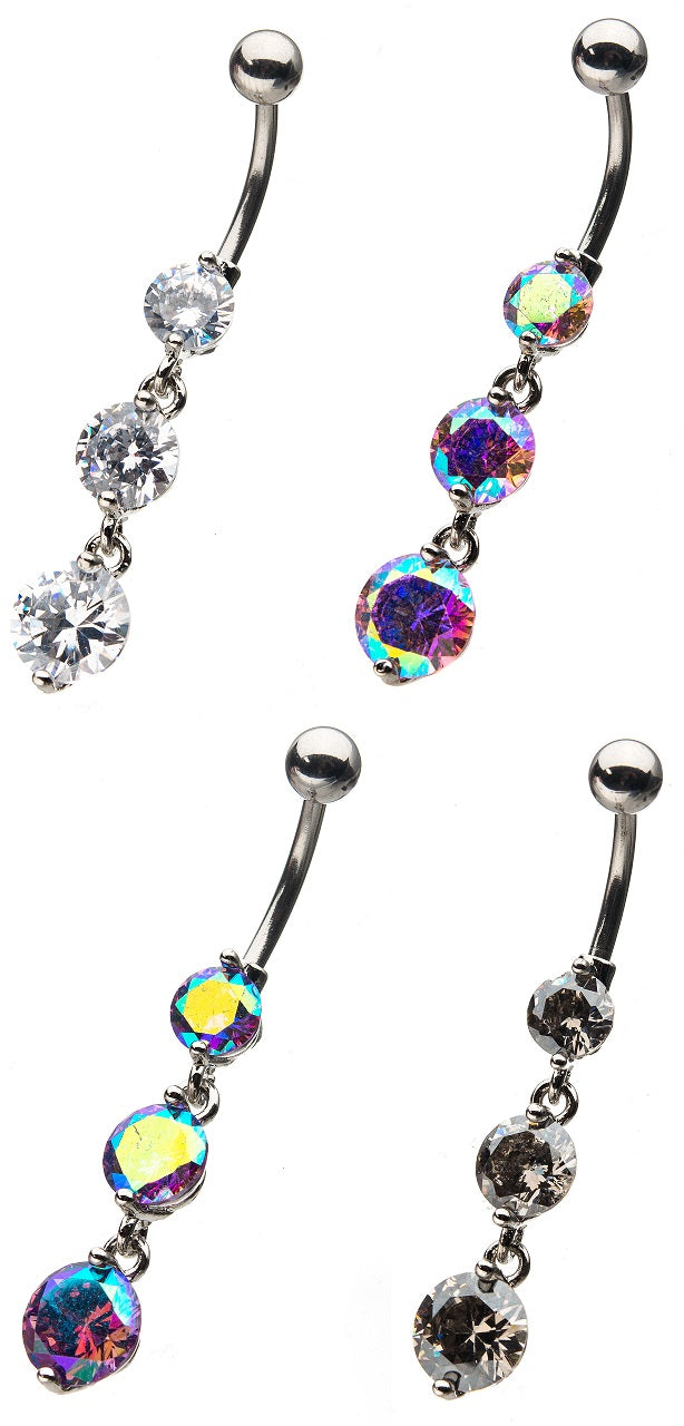 3 Round Gem Dangle Navel