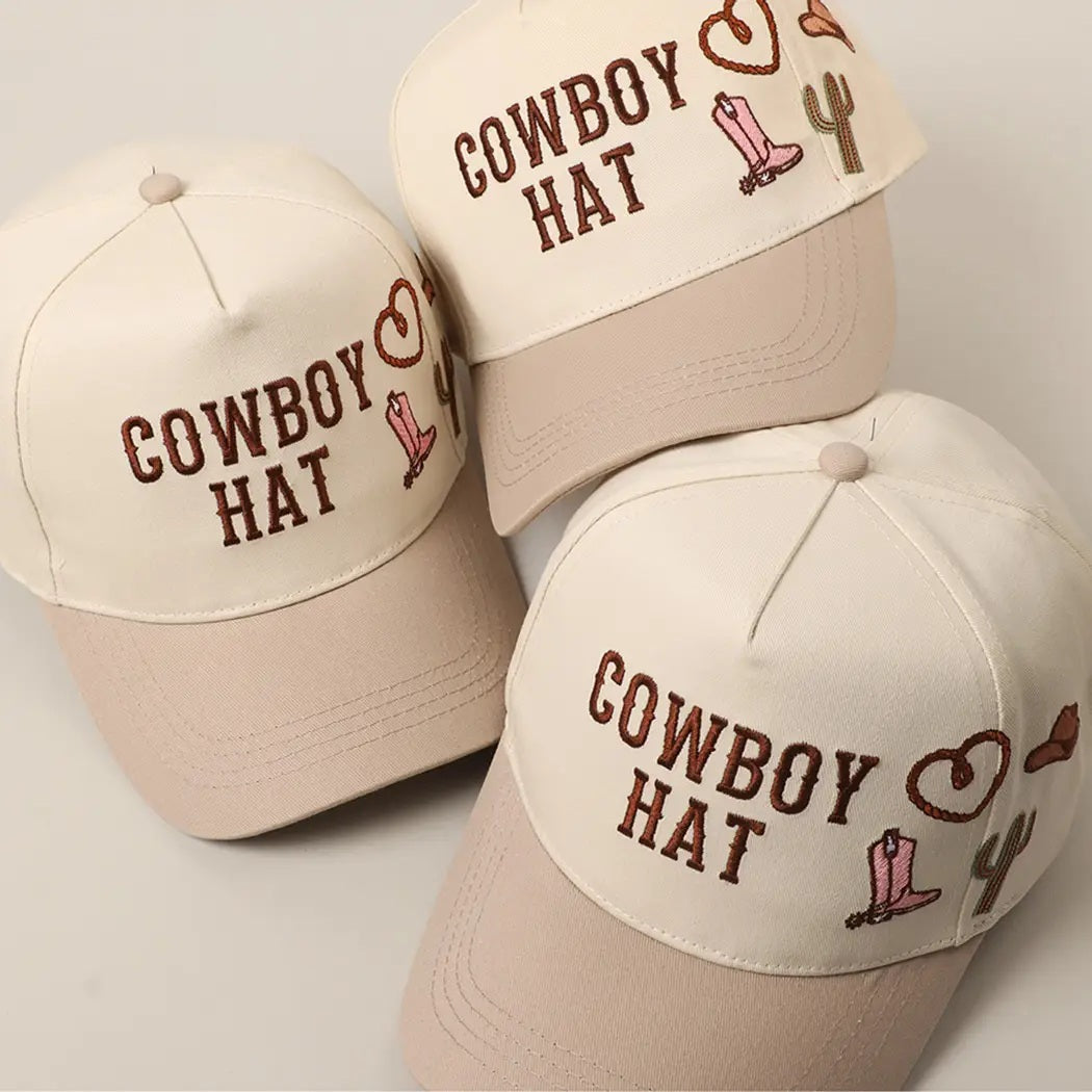 Cowboy Hat Cactus Heart Embroidery Trucker Hat
