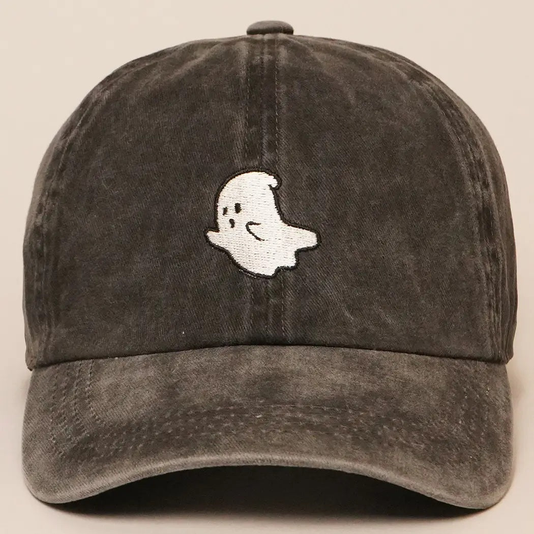 Ghost Embroidered Cotton Baseball Dad Cap