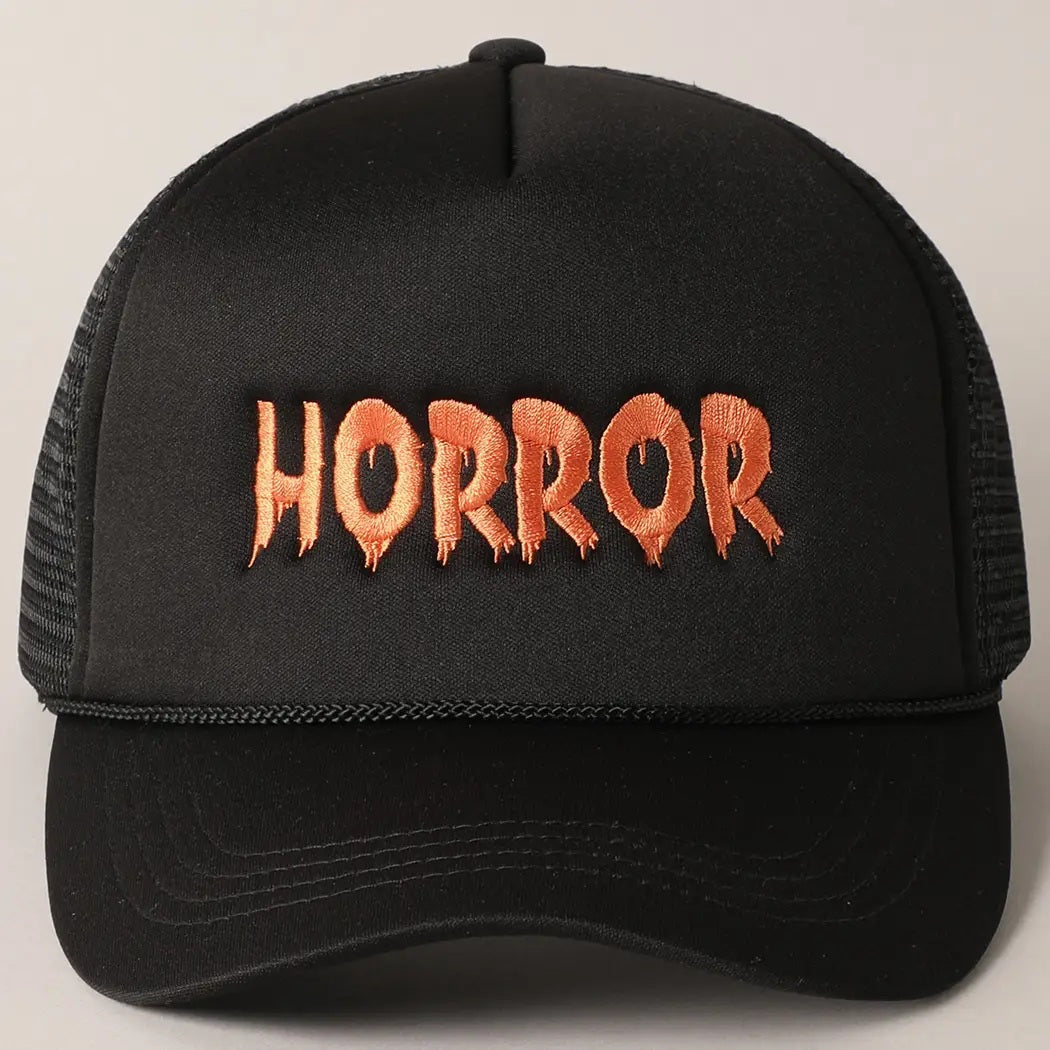 Horror Text Embroidery Halloween Trucker Hat