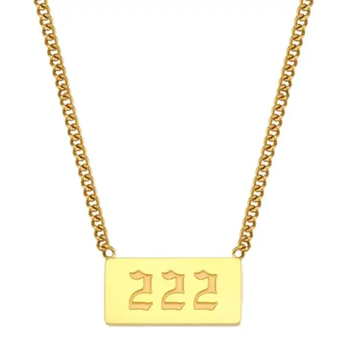 222 Angel Number Talisman Layering Necklace Waterproof