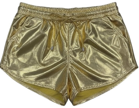 Metallic Drawstring Shorts