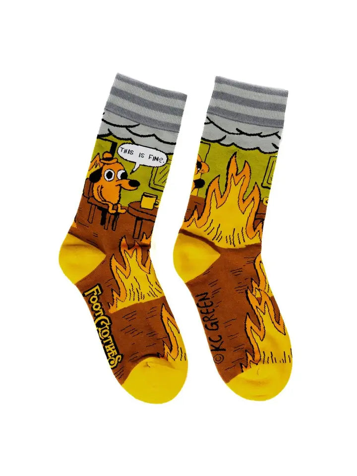 This Is Fine. Also, Not Fine. Crew Socks