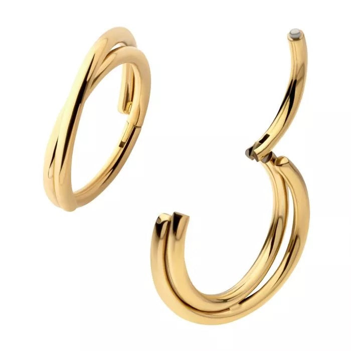 Double Hoop Cross 24Kt Gold Pvd