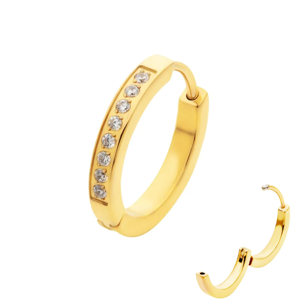 Front Facing CZ 24kt PVD Hinged Huggie