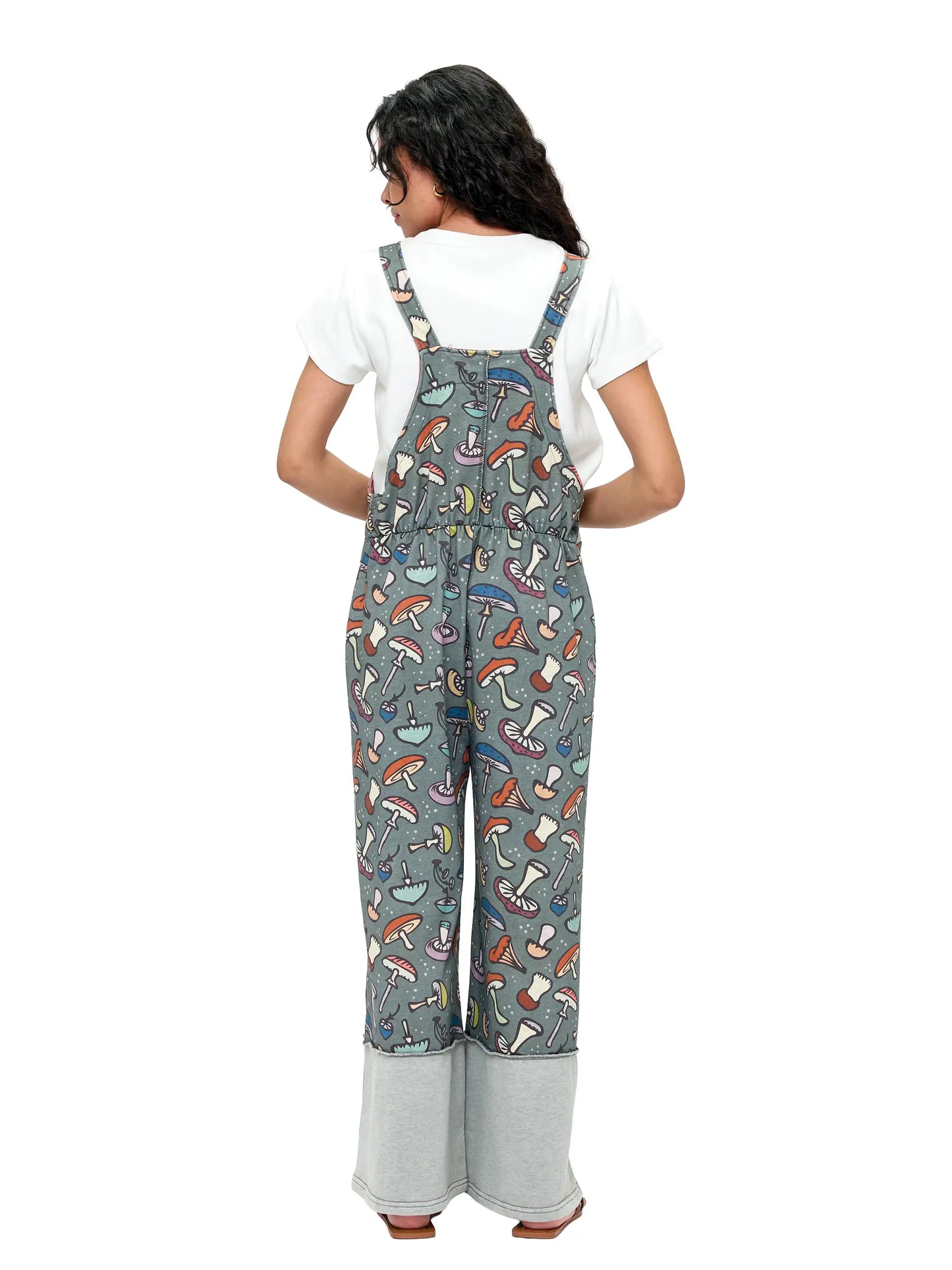 Patchwork Mushroom Print Overalls