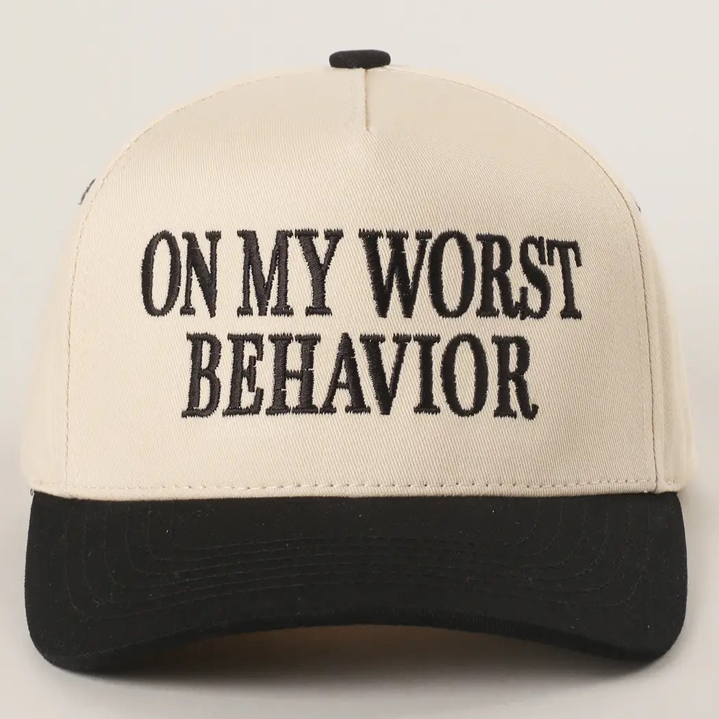 On My Worst Behavior Embroidered Trucker Hat