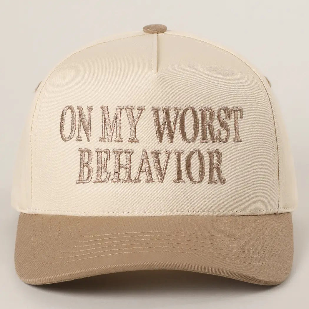 On My Worst Behavior Embroidered Trucker Hat