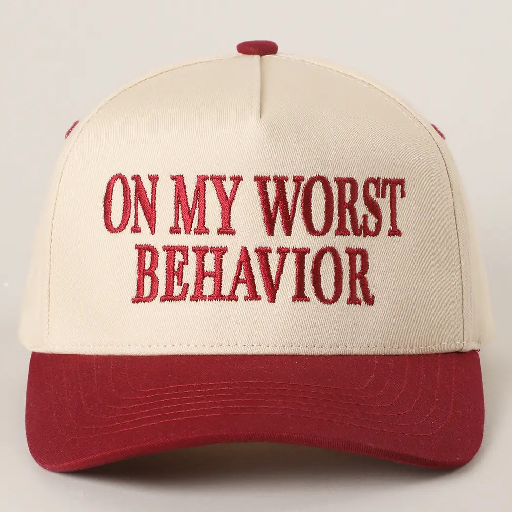 On My Worst Behavior Embroidered Trucker Hat