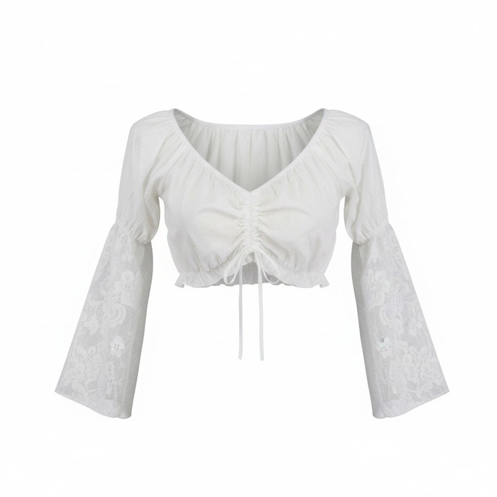Cotton Top with Lace Sleeves