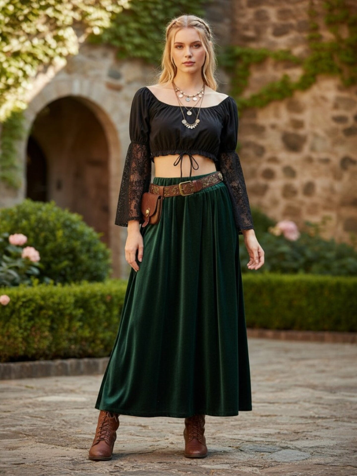 Cotton Top With Lace Sleeves