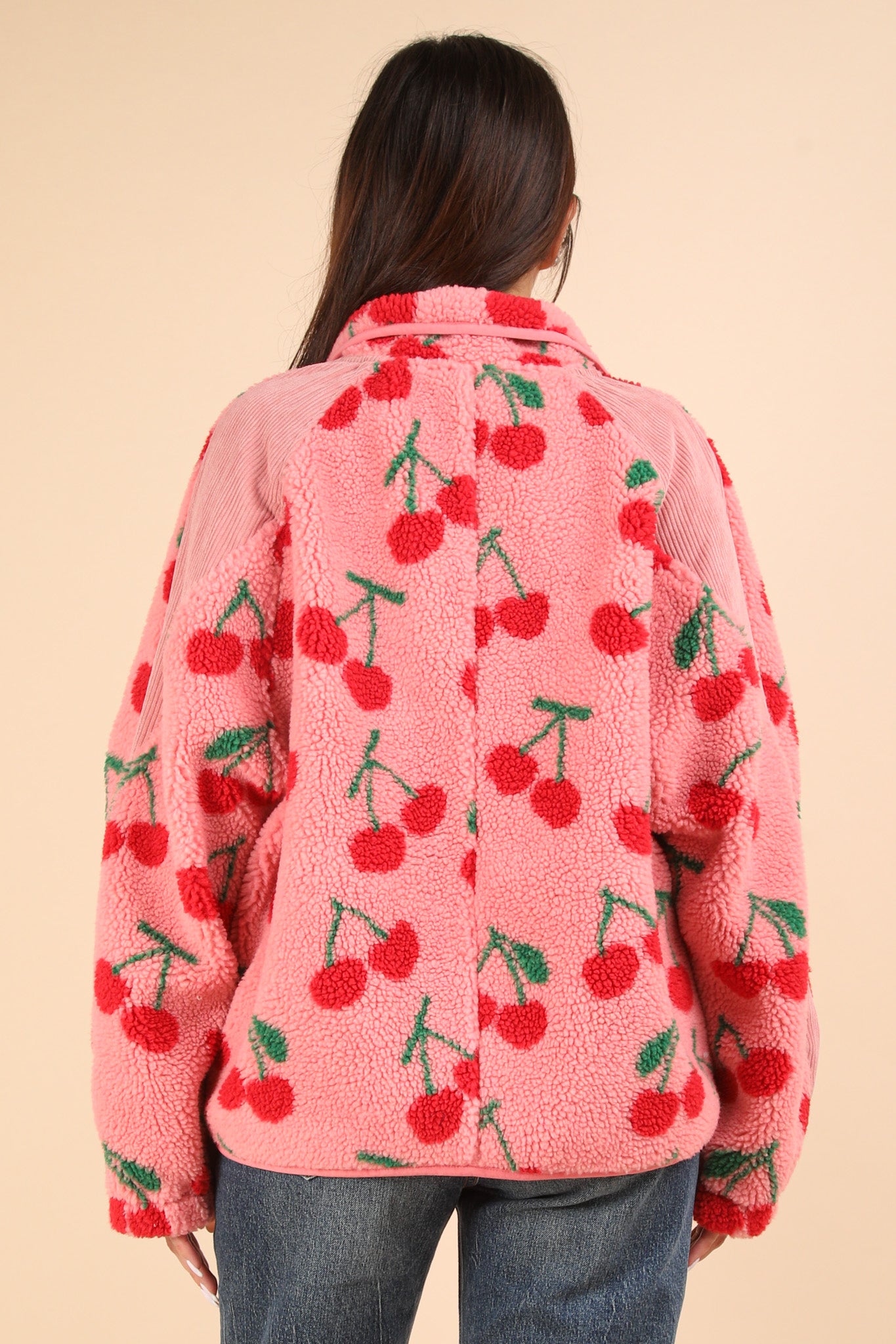 Oversize Printed Fleece Jacket Plus Size