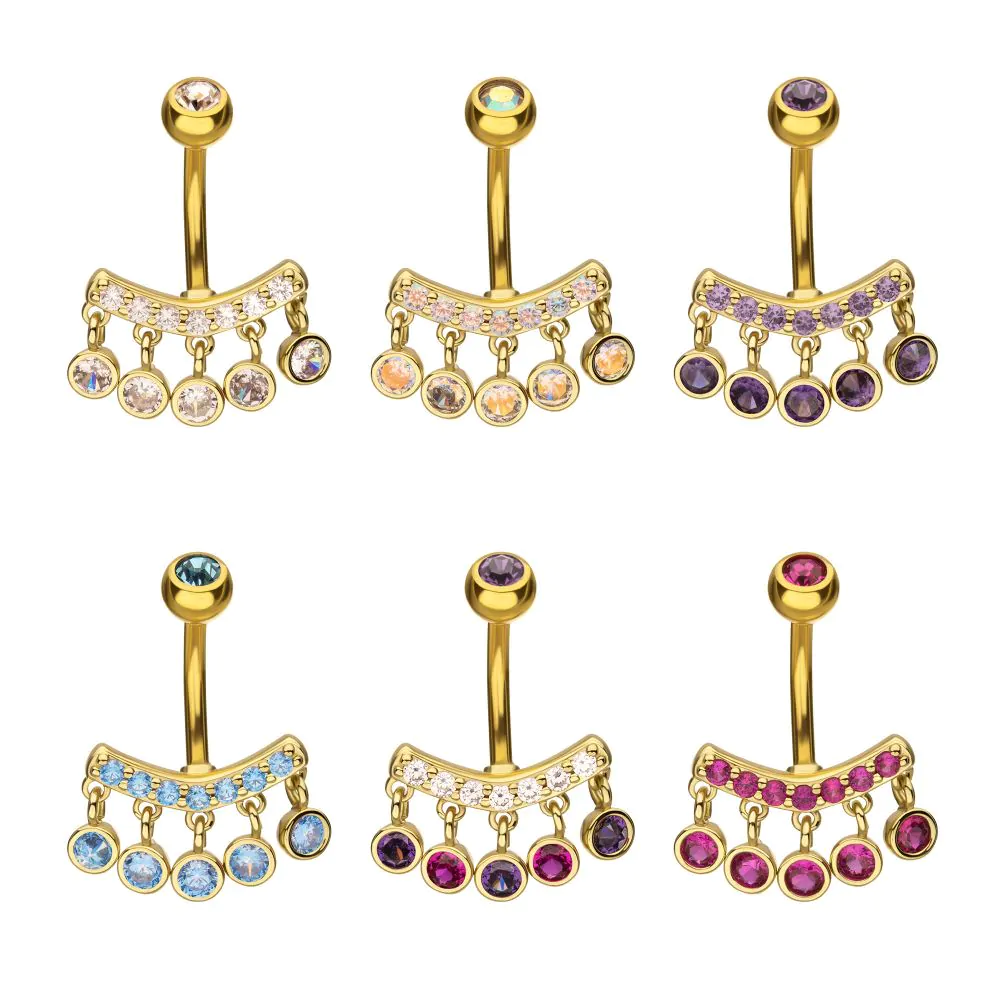 5 Bezel CZ Bar Dangle Navel