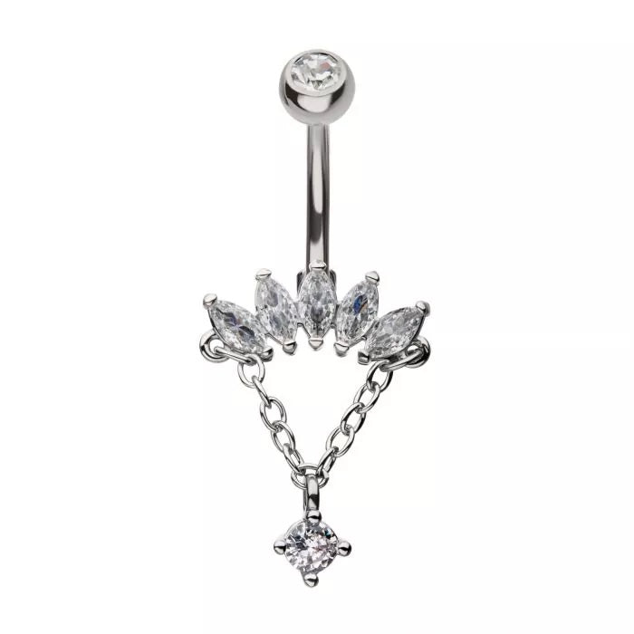 5 Marquise Gems With 1 Round Gem On Chain