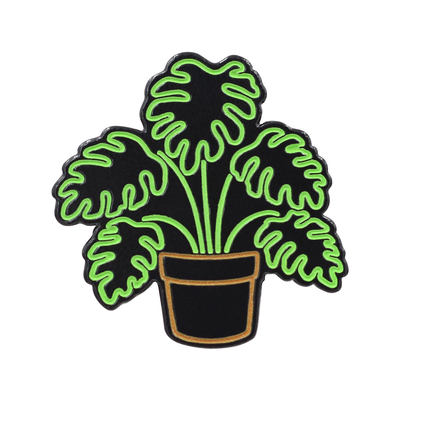 Neon Monstera Glow in the Dark Pin