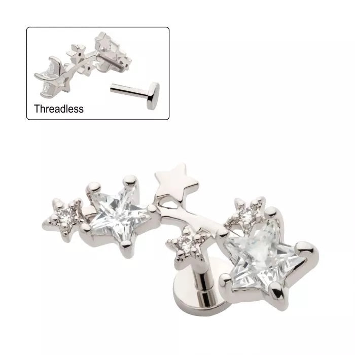 6 Cascade Star Threadless Cartilage