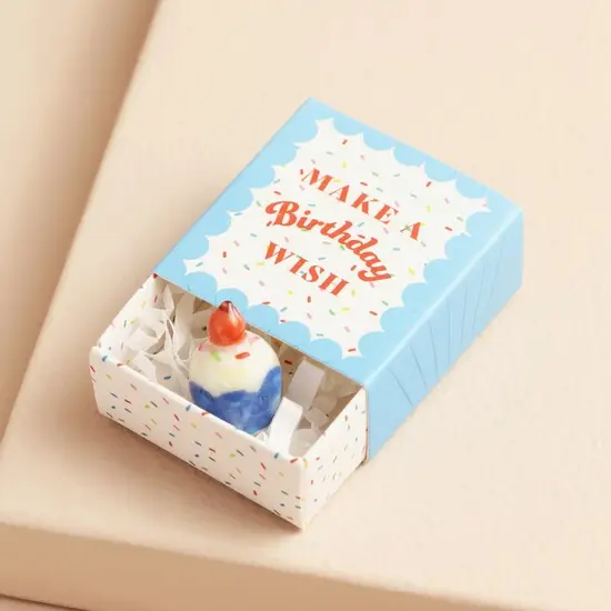 Birthday Cake Tiny Matchbox Ceramic Token