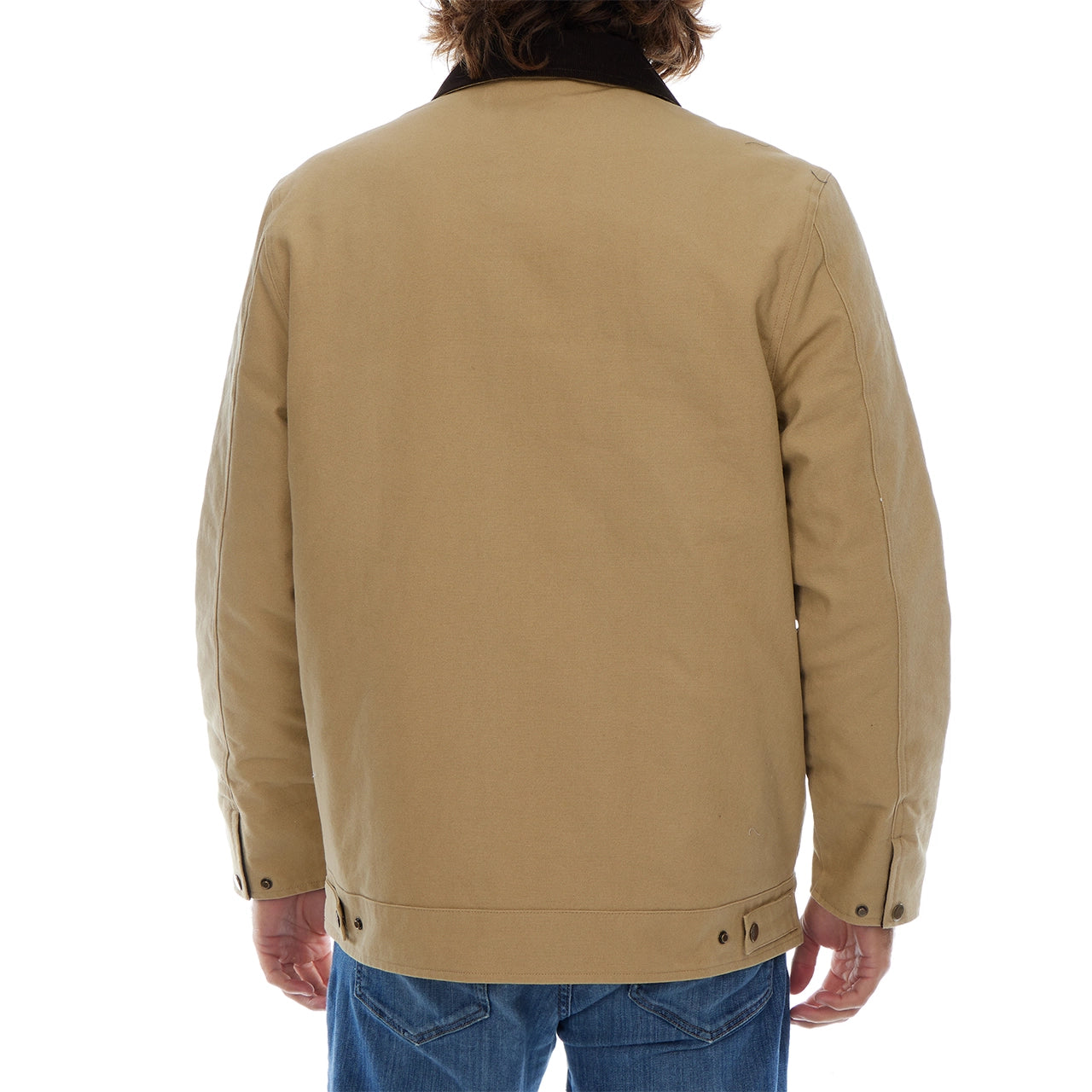 Nolan Cotton Corduroy Collared Zip Up Jacket - Tan Khaki