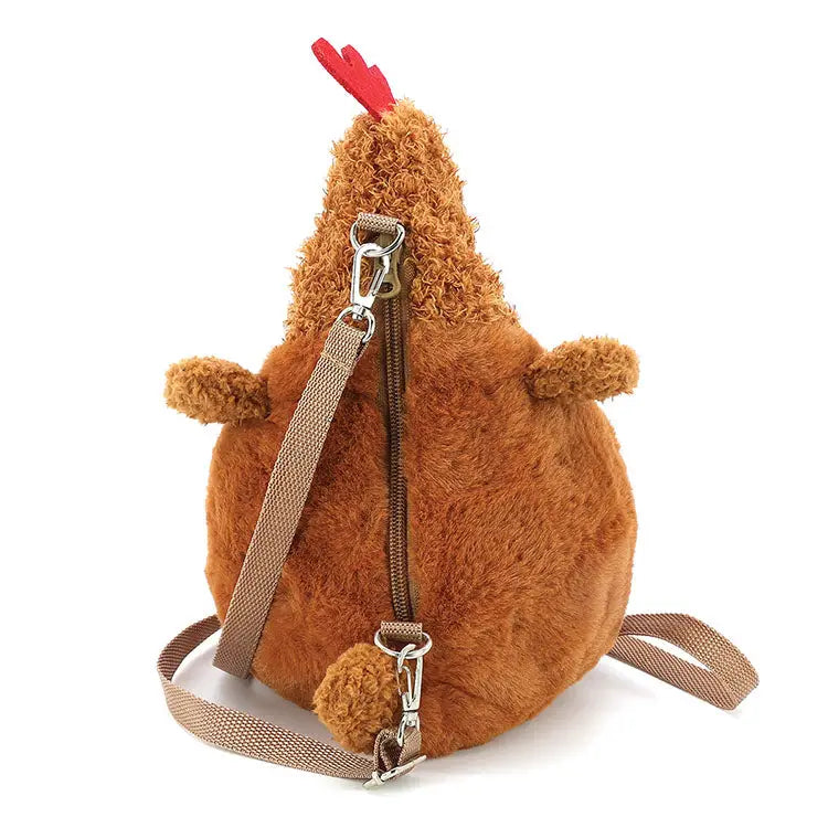 Brown Furry Hen Cross Body Bag