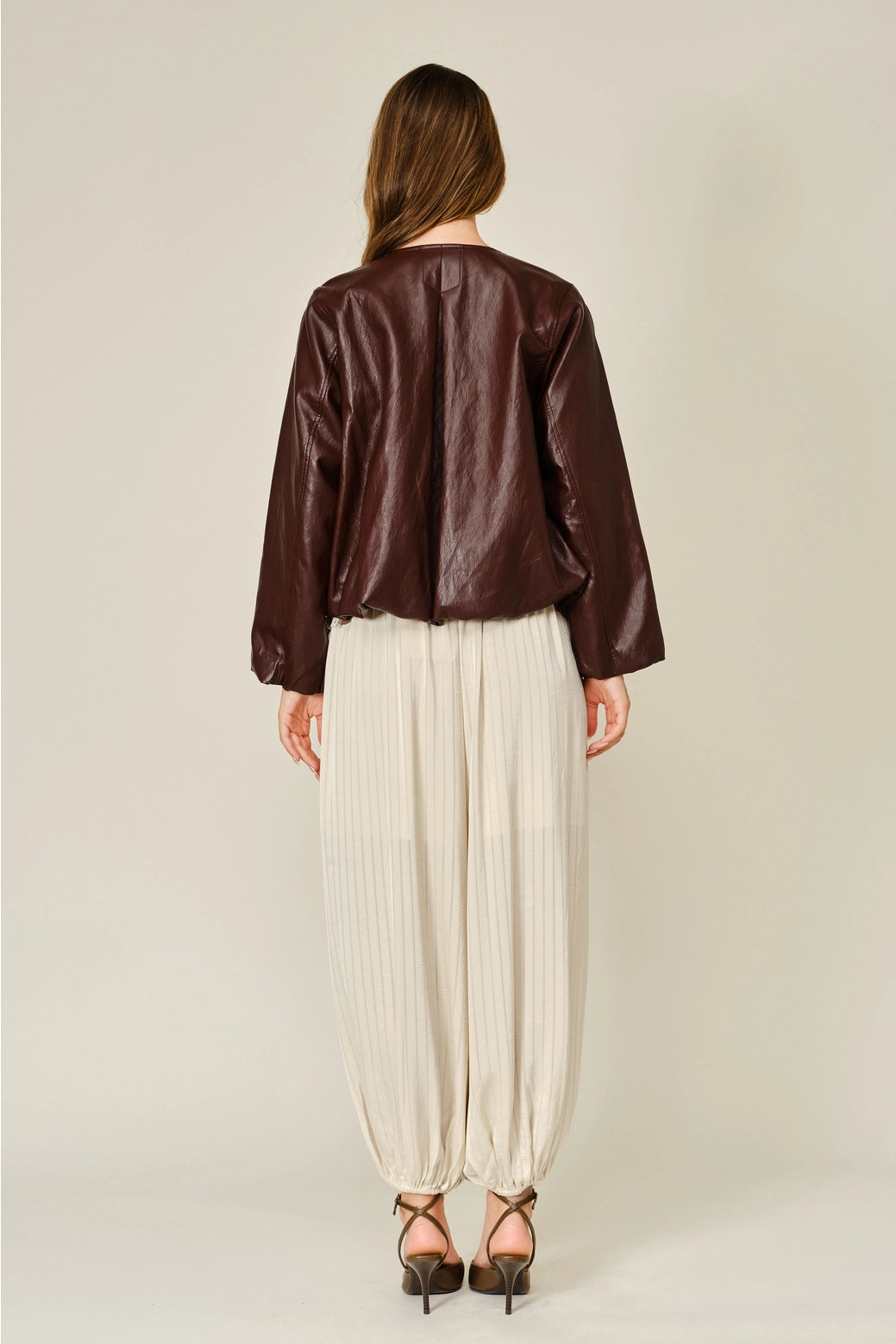 Balloon Bomber Vegan Leather Jacket