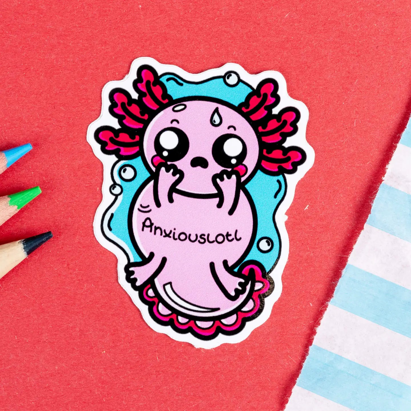 Anxiouslotl Axolotl Sticker - Anxious