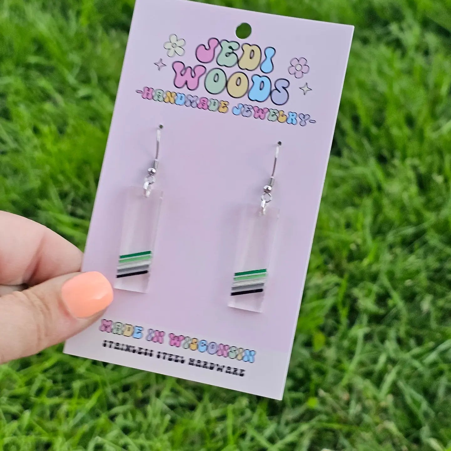 Aromantic Acrylic Pride Flag Earrings