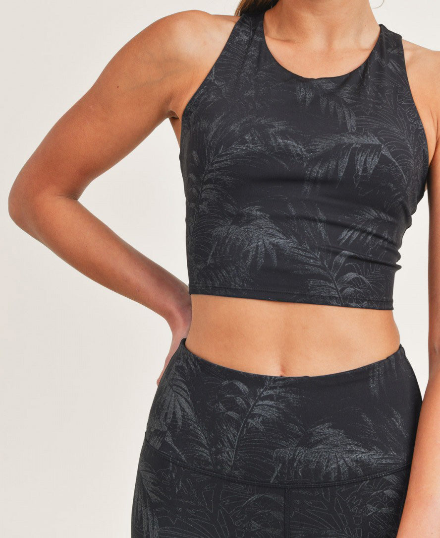 Tropical Foil Print Sports Bra