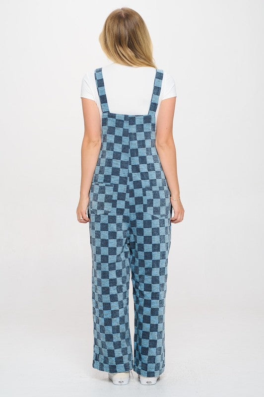 70s Checkered Flared Overall