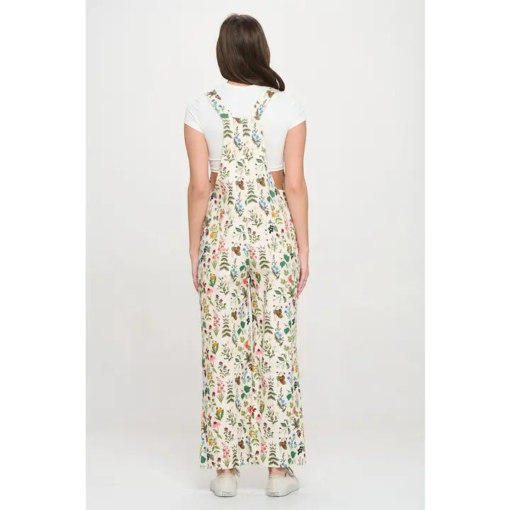 Floral Garden Print Overalls