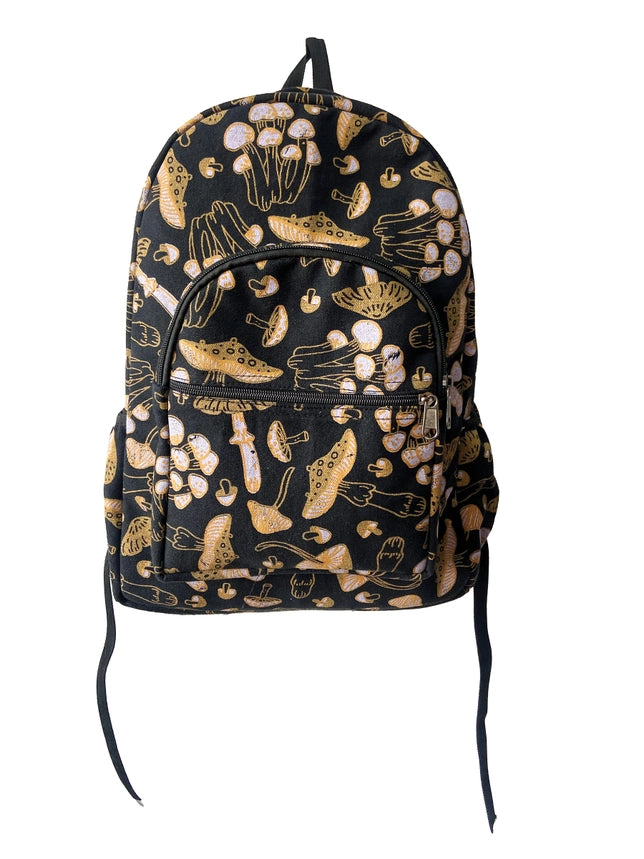 Backpack Mushroom Print Black