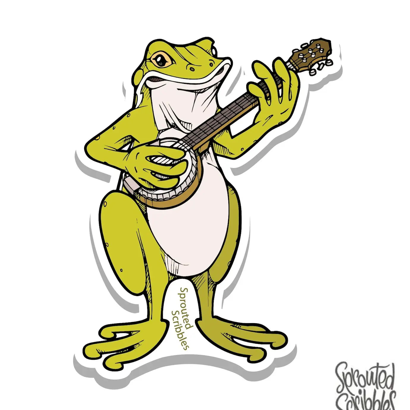 Frog Playing Banjo Sticker