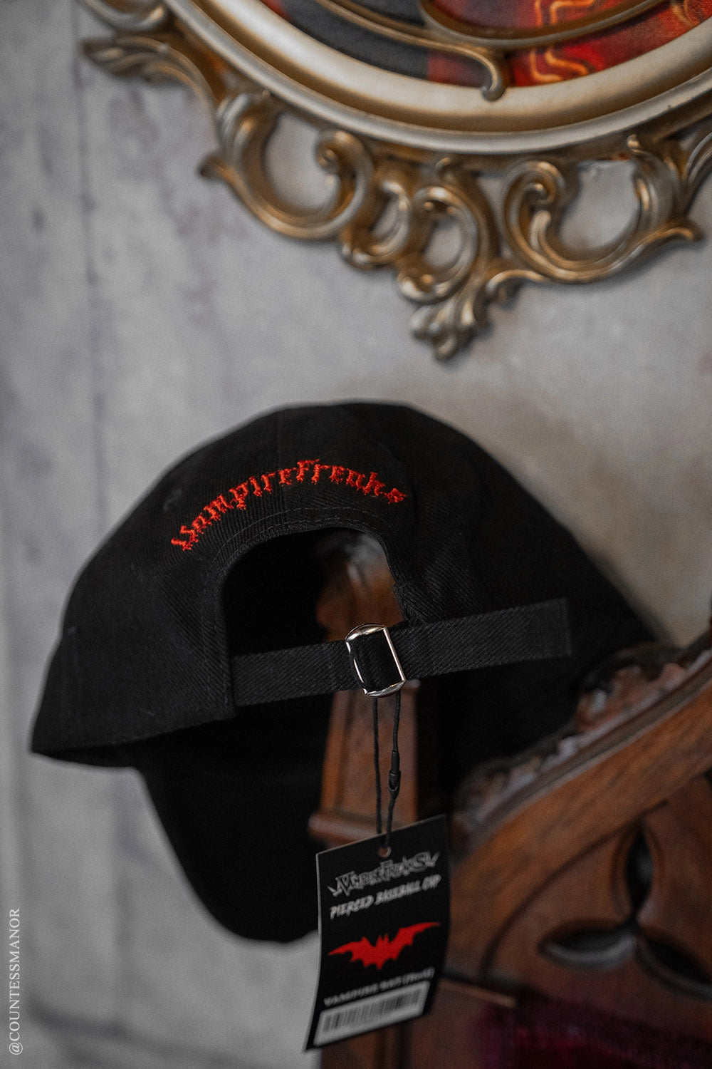 Vampire Bat Pierced Baseball Cap Red