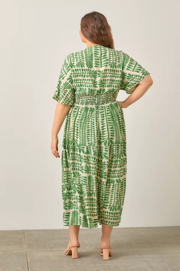Plant Print Maxi Dress