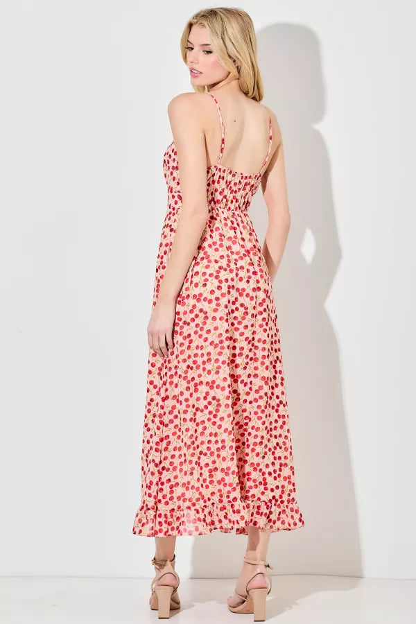 Cherry Print Maxi Dress