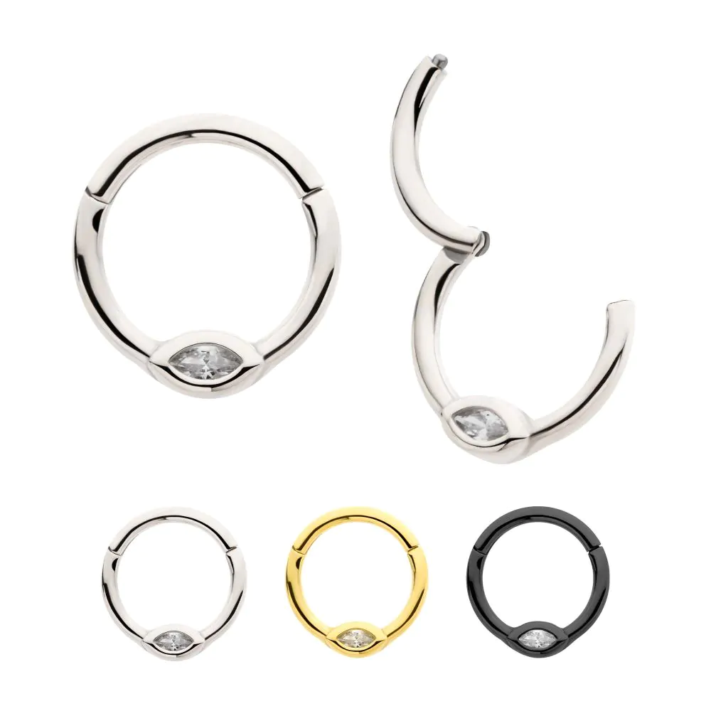 Bezel Oval Hinged Hoop