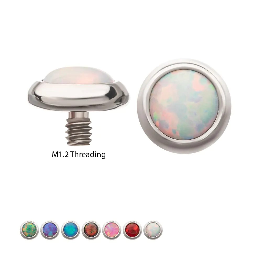 14g Bezel Set Round Opal Titanium Dermal Top