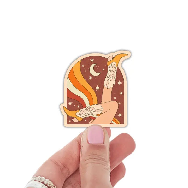 Cowgirl Boot Night Sky Sticker