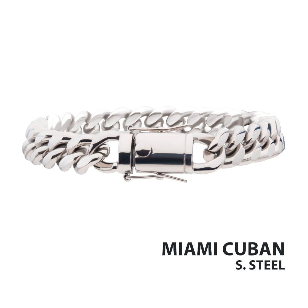 10mm Steel Miami Cuban Chain Bracelet 8"