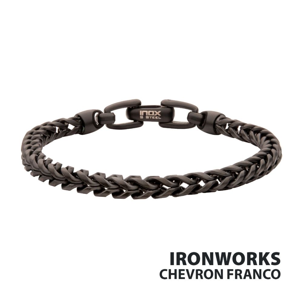 Black IP Steel Sandblast Franco Chain 5mm 8.5"