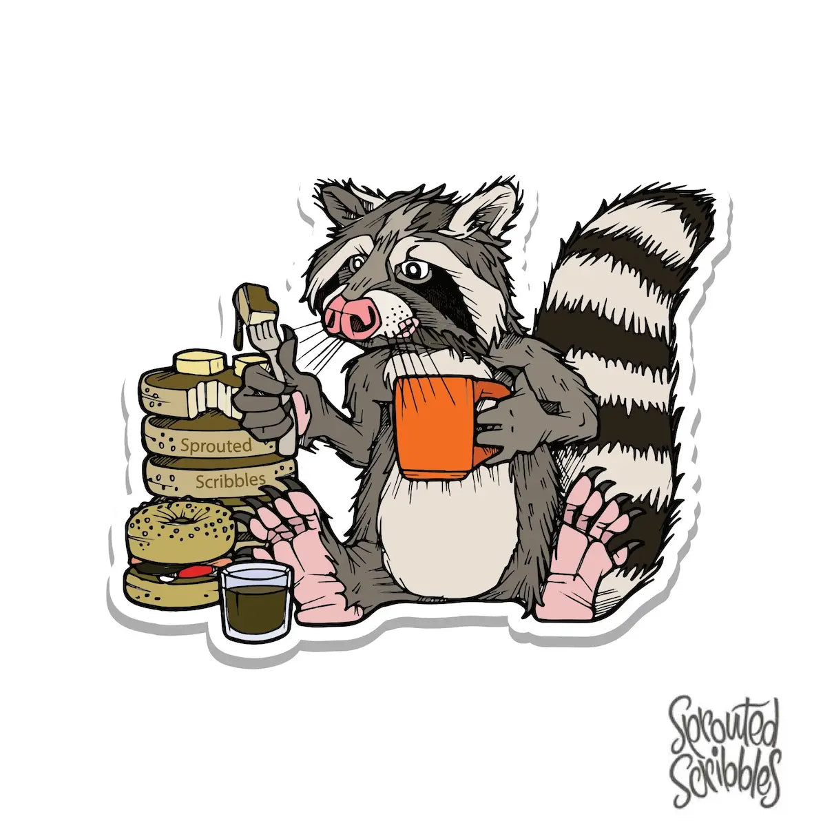 Breakfast Raccoon Sticker