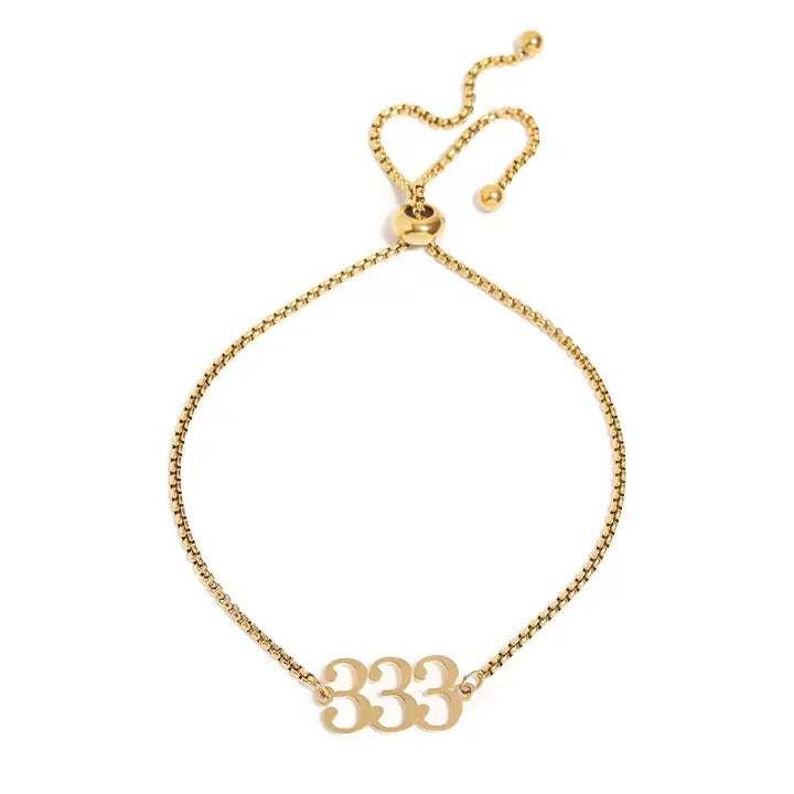 18K Gold Pvd Stainless Steel Angel Number Bracelet 333