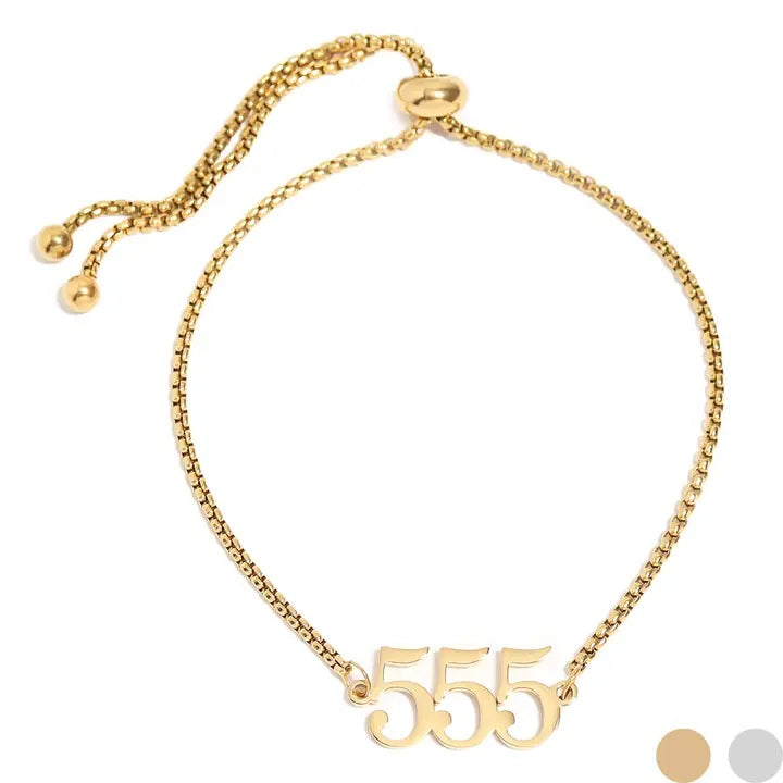 18K Gold Pvd Stainless Steel Angel Number Bracelet 555