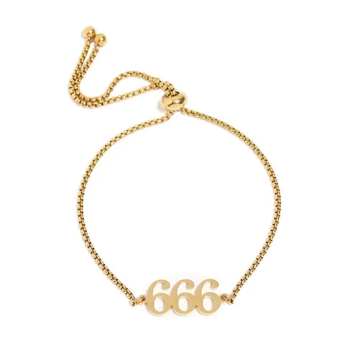 18K Gold Pvd Stainless Steel Angel Number Bracelet 666