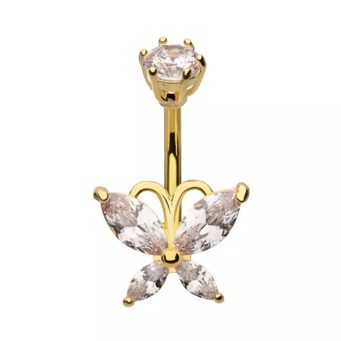 Mini Butterfly Crown Prong Top Navel