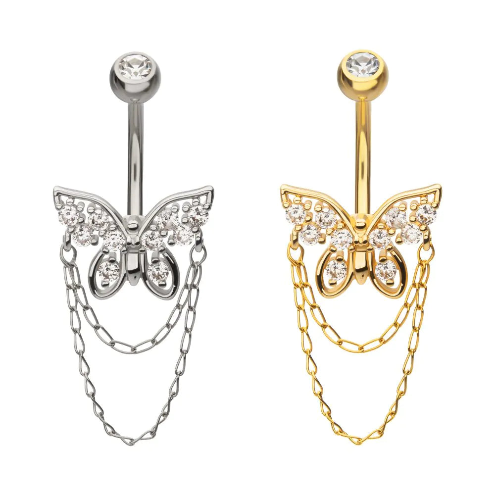 Butterfly Double Chain Dangle Navel