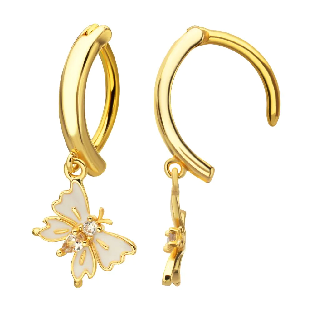 Butterfly Enamel CZ Clicker Navel